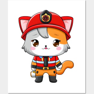 Cat Dressed as a Fireman, Super Cute, Adorable, and So Fun Posters and Art